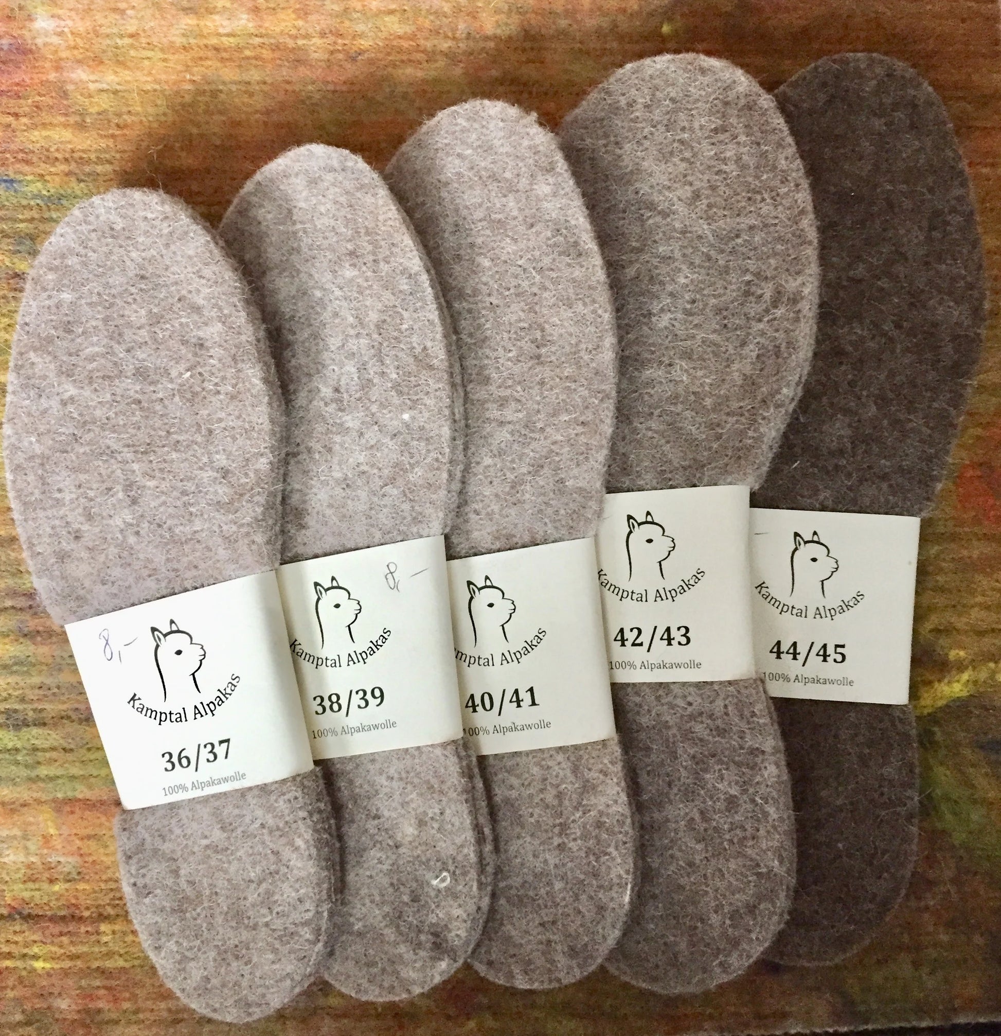 Schuheinlagen aus Alpakafilz